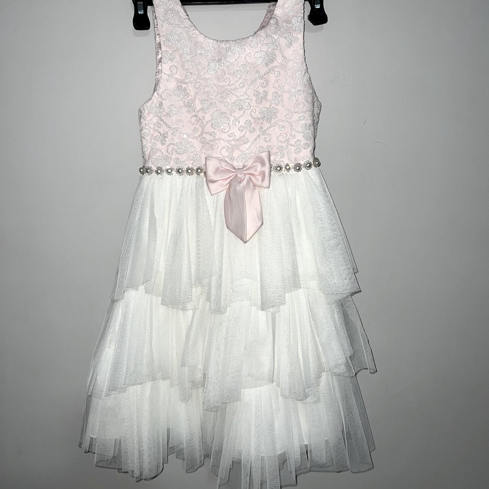 Elegant Pink and White Kids Dress